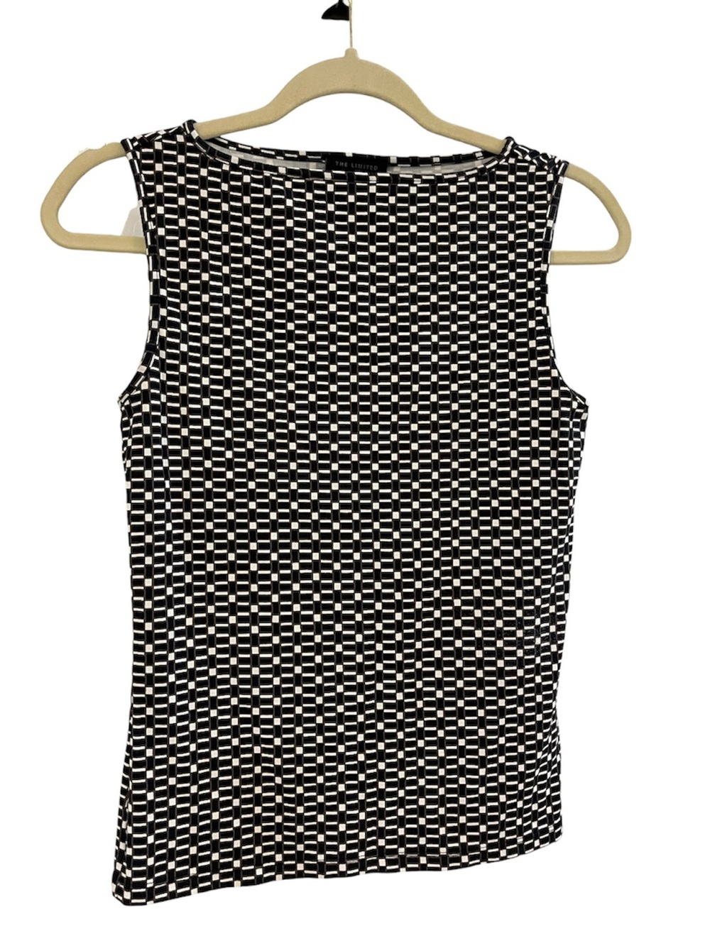 THE LIMITED GEOMETRIC PRINT FITTED TANK TOP BLACK BROWN WHITE SIZE SMALL